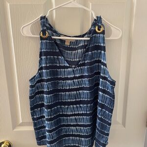 Michael Kors Navy and Light Blue Striped Tank Top
